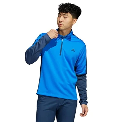 Image of adidas Golf Mens Colour Block Sweater Blue Rush/Crew Navy XL