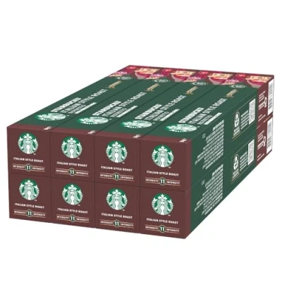 Image of STARBUCKS Italian Style Roast By Nespresso, Dark Roast, Coffee Capsules 8 X 10 (80 Capsules)