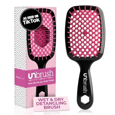 Image of FHI HEAT Unbrush Wet &amp; Dry Vented Detangling Hair Brush, Pink