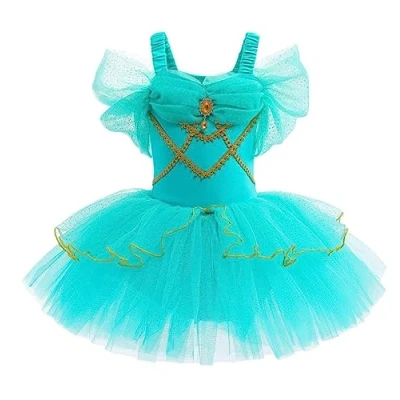 Image of Lito Angels Princess Jasmine Ballerina Costume Ballet Leotard with Tutu Dress for Kids Girls, Fancy Dance Wear Outfit Age 5 6 Years (Tag Number 120)