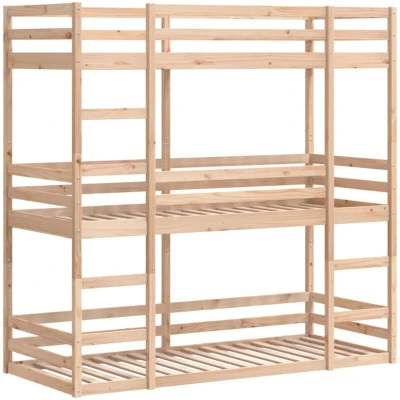 Image of vidaXL Triple Bunk Bed without Mattress 90x200 cm Solid Wood Pine