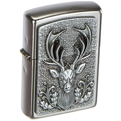 Image of Zippo Deer Head Hunting Emblem Lighter / 2004736, Chrome, Silver, One Size