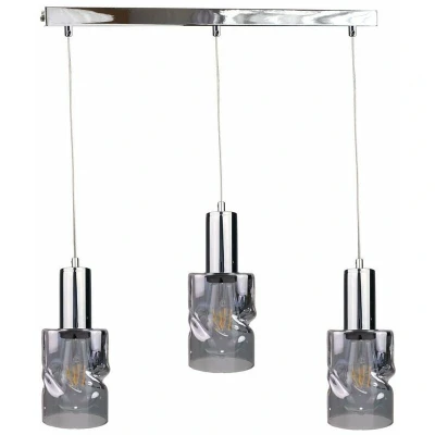 Image of Cross Bar Pendant Ceiling Light Dark Silver, 60cm, 3x E27
