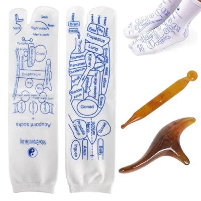 Image of Reflexology Socks with Massage Tool,Acupressure Socks, Acupressure Socks,Acupoint Socks,Foot Elastic Fiber Socks,for Tired Relieve and Improved Foot Health (Men, 40 44)