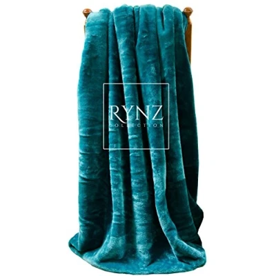 Image of Mink Faux Fur Throw 8 Colours, Large &amp; Xtra 2 3 Seater Sofa/Bed Blanket (Extra (200x240cm), Teal)