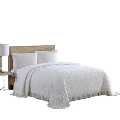 Image of Beatrice Home Fashions Medallion Chenille Bedspread, King, White