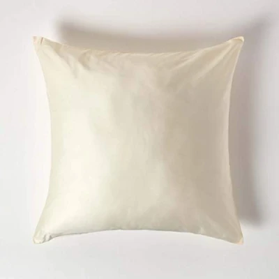 Image of HOMESCAPES Cream Organic Cotton Euro Size Pillowcase 80 x cm 400TC 600 Thread Count Equivalent Pillow Case with Zip