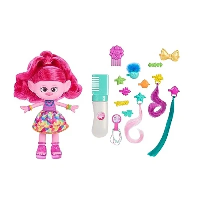 Image of Mattel ​Trolls Band Together Doll &amp; 15+ Accessories, Hair tastic Queen Poppy Fashion with Glitter Comb, HNF25
