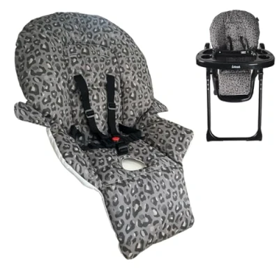 Image of My Babiie MBHC8 Premium Highchair Seat Cover Only with 5 Point Harness Padded PVC Cover, Easy Clean, Cushion Compatible Black Leopard