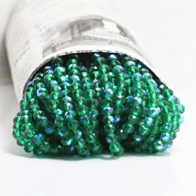 Image of 500pcs 6mm Rondelle Faceted Crystal Glass Beads Loose Spacer Round for Jewelry Making DIY Bead (Blue Green Half ab)