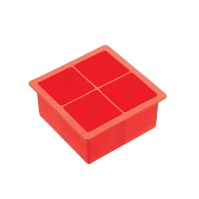Image of BarCraft BCICTJUMB Large Ice Cube Moulds, Silicone, Red, 11 x 4.5cm