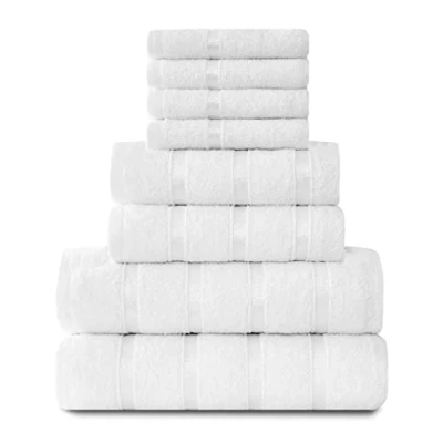 Image of GC GAVENO CAVAILIA Egyptian Cotton Towel Bale Set, Highly Absorbent &amp; Quick Dry Towels For Bathroom, (2 Hand 2 Bath 4 Face) 8 Piece White Set