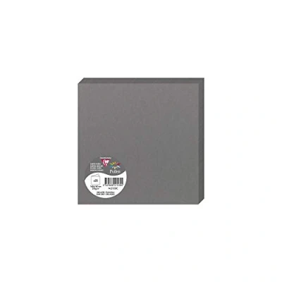Image of Clairefontaine Ref 2153C Pollen Folded Card (Pack of 25 Sheets) 160 x 160mm Sized, 210gsm Card, Inkjet &amp; Laser Printer Compatible, Acid Free Dark Grey
