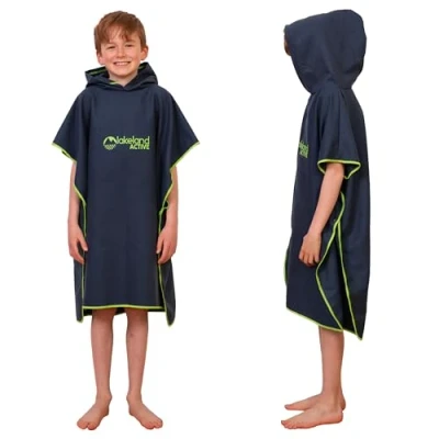 Image of Lakeland Active Patterdale Hooded Changing Poncho Towel Navy Blue Child (Age 5 10)