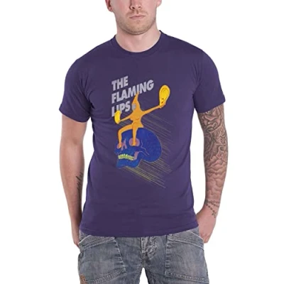 Image of The Flaming Lips T Shirt Skull Rider Band Logo Official Mens Purple L