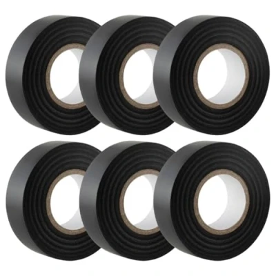 Image of GTSE Black Electrical Tape, 19mm x 20m, Strong Self Adhesive PVC Insulation Tape for Insulating, Repairing and Protecting Wires, 6 Rolls