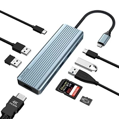 Image of HOPDAY USB C Hub 9 in 1 to HDMI Dual Monitor Adapter with 4K HDMI, 100W PD Charging, 3.0/2.0, SD/TF Card Reader for MacBook Pro/Air,Dell,HP,Lenovo Laptop,Surface Pro