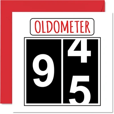 Image of Fun 95th Birthday Cards for Men Woman Oldometer Happy Card Great Grandad Grandpa Nanny Grandma Nan Gran Granny Dad Mum, 145mm x Greeting Cards,