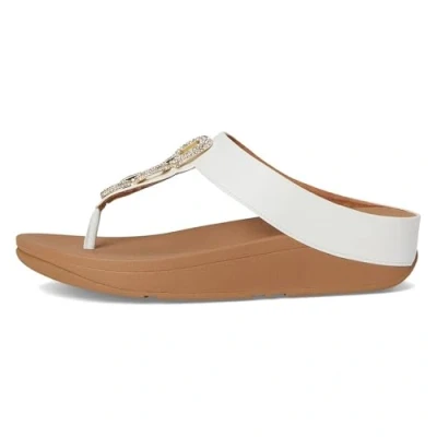 Image of Fitflop Women&#039;s FINO Crystal Chain Leather Toe Post Sandals, White, 6 UK