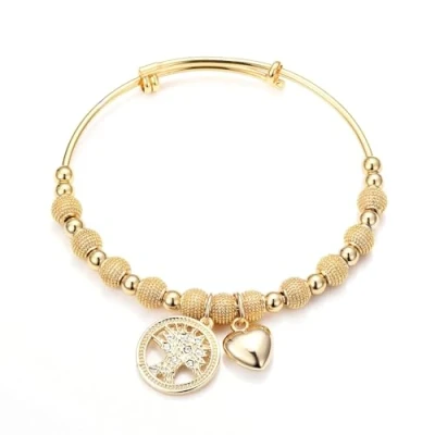 Image of Philip Jones Gold Plated Tree of Life Bangle Created with Zircondia® Crystals
