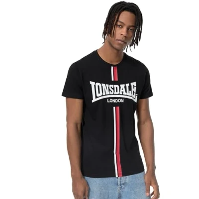 Image of Lonsdale Men&#039;s Altandhu Leisure T Shirts, Black/White/Red, XL