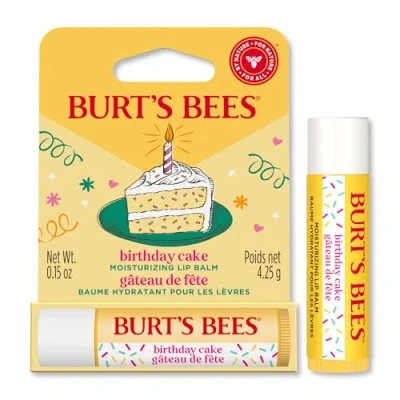 Image of Burt&#039;s Bees Lip Balm Birthday Cake, Moisturising With Beeswax and Vitamin E, 100% Natural Origin, 4.25g