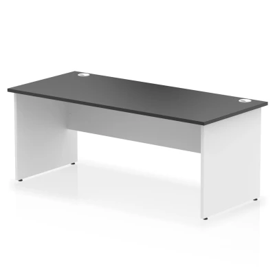Image of Impulse 1800x800mm Straight Office Desk Black Top White Panel End Leg