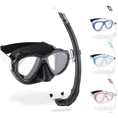 Image of Cressi Samoa &amp; Mexico Combo Set Mask + Snorkel Diving and Snorkelling, Black/Black, One Size, Unisex Adult