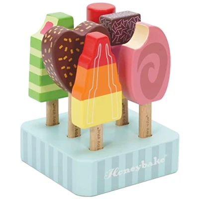 Image of Le Toy Van Educational Wooden Honeybake Ice Lollies Pretend Play Kids Playset 6 Pieces Great Gifts For A Boy Or Girl,10 cm x 13 10