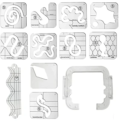 Image of Free Motion Quilting Template Set with Frame for Domestic Sewing Machine #FMQ Grip 5