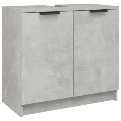 Image of vidaXL Bathroom Cabinet, Concrete Grey, Engineered Wood, Ample Storage Space, Ideal for Sink Placement, Modern Design, Easy Assembly, 64.5x33.5x59 cm
