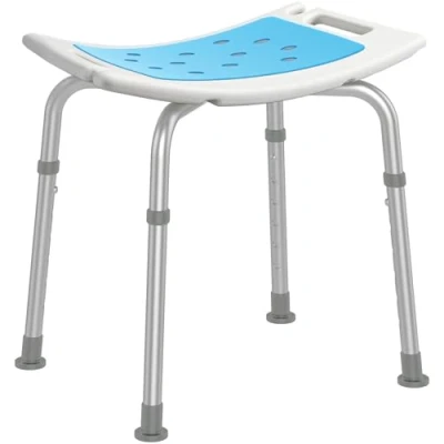 Image of ZENO Shower Stool for Elderly Bath Seats Adults Disabled Bathroom Chairs and Stools Non Slip Seat Adjustable to Sit On Design w/Padded Drainage Holes