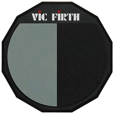 Image of Vic FIrth Single Sided Drumstick Practice Pad with VF logo and Divided playing surface 12 Diameter