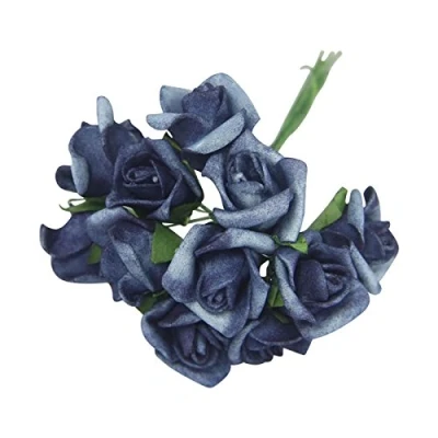 Image of Bundles of 12 Mini Foam Rose Bunches! Bulk Wholesale Artificial Flowers Craft[Navy Blue,1 Bunch]