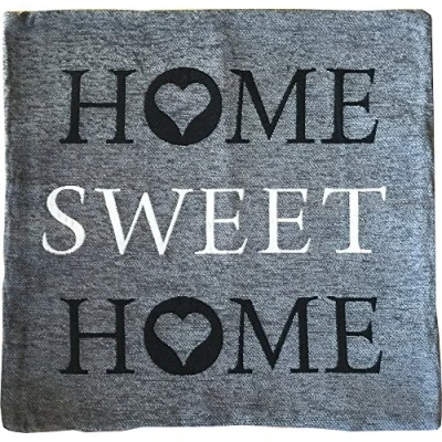 Image of Emma Barclay Home Sweet Jacquard Cushion Cover in Silver 17x17 (43x43cm)
