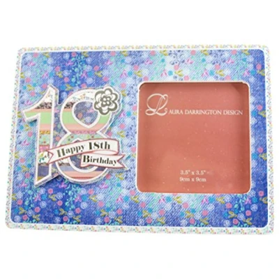 Image of Laura Darrington Patchwork Collection 19cm Wooden Picture Frame Happy 18th Birthday, 4&quot; x 6&quot; Photo