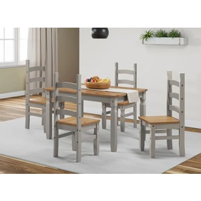 Image of Mercers Furniture Corona Grey Wax 4&#039;0&quot; Dining Table &amp; 4 Chairs