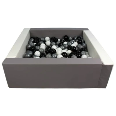 Image of Velinda Soft play ball pit, home indoor, outdoor, pit + 300 balls (Ball pit/balls colour: white, grey/black, grey, silver)