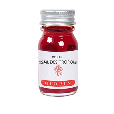 Image of Jacques Herbin Ref 11559T Writing Ink for Fountain Pens &amp; Rollerball Corail des Tropiques / Tropical Coral 10ml Bottle No Packaging, Zero Waste Objective Pink Coloured