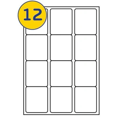 Image of LABELS4U 100 Sheets A4, 12 Labels per Sheet, Size 63.5 x 72mm (1200 Labels)