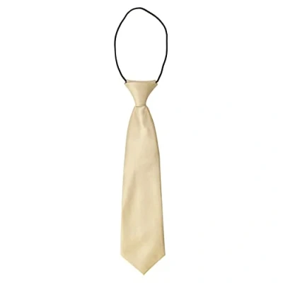 Image of Rocking Party Satin Plain Kids Elastic Tie Pre Tied Children&#039;s Necktie for Boy (Champagne), 27 Long x 6.5 Wide cm