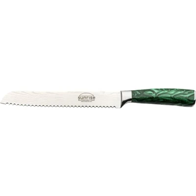 Image of Rockingham Forge Sunrise Collection 8&quot; Bread Knife, Stainless Steel with Resin Handles, Emerald Green