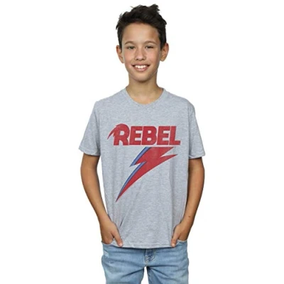 Image of David Bowie Boys Distressed Rebel T Shirt Sport Grey 5 6 Years