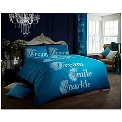 Image of Gaveno Cavailia Luxurious SPARKLE Bed Set with Duvet Cover and Pillow Case, Polyester Cotton, Teal, Double