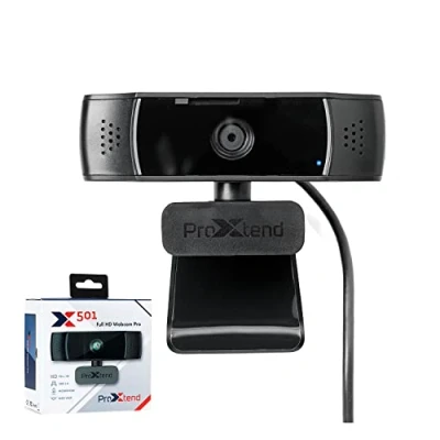 Image of ProXtend Full HD Webcam with Microphone X501 I 2MP Resolution 1920 x 1080px Auto Focus, 70 Field of View &amp; Exposure Compensation for Video Conference, Zoom Skype Lens Coverable Mac