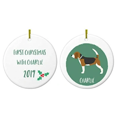 Image of NOT JUST A PRINT Personalised Dog Christmas Decoration Bauble Owner Gift Memorial Ornament (Beagle)
