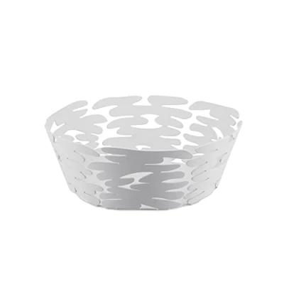 Image of Alessi BM10/18 W Barket Round Basket, Alloy Steel, White