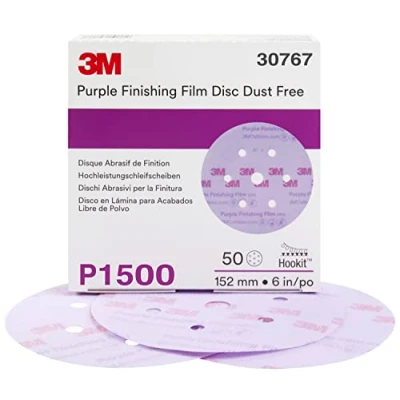 Image of 3M Hookit Purple Finishing Film Abrasive Disc 260L, 30767, 6 in, Dust Free, P1500, 50 discs per carton