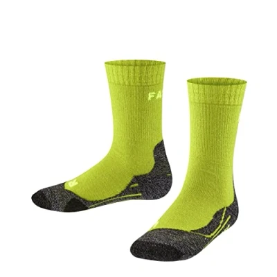 Image of FALKE Unisex Kids TK2 K SO Wool Thick Anti Blister 1 Pair Hiking Socks, Yellow (Lime 7601), 6 8.5