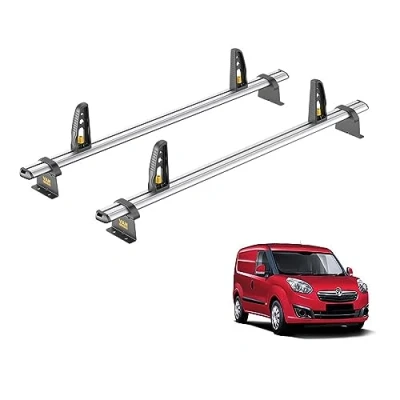 Image of Van Guard Roof Rack for Vauxhall Combo (D 2012 2018) 2 Aluminium Bars &amp; 4 Load Stops VG284